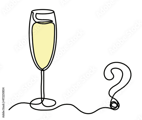 Drawing line wineglass on the white background