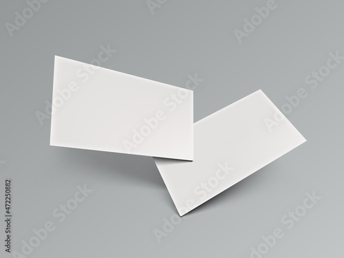 3D Blank Business Card With Shadow On Gray