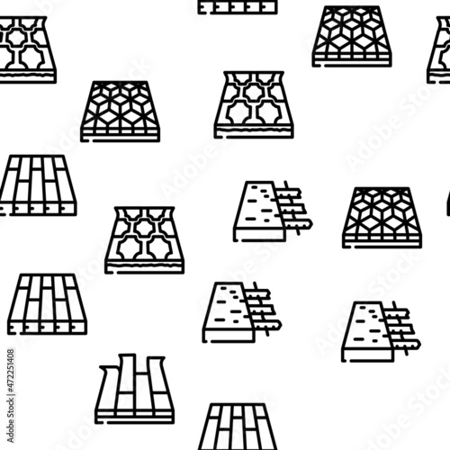 Floor Material Layers Renovation Vector Seamless Pattern Thin Line Illustration