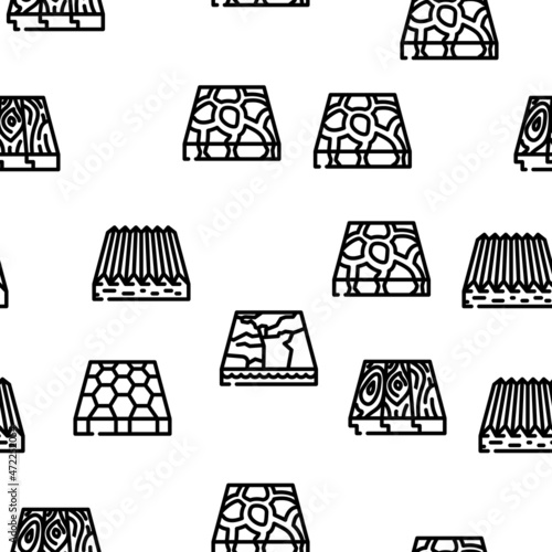 Floor Material Layers Renovation Vector Seamless Pattern Thin Line Illustration