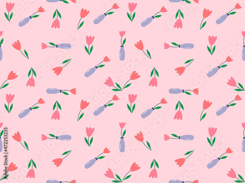 seamless floral pattern on pink background