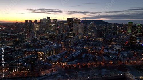 Downtown view of Montreal city in the night