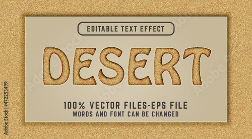 desert 3d text effect. editable text with sand texture premium vectors