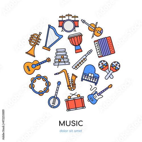 Music collection - vector flat design style banner