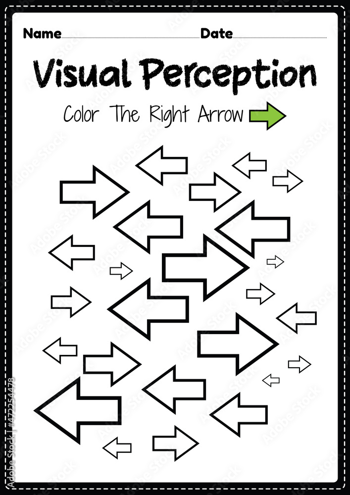 Visual perceptual skills activity of occupation therapy arrow recognition for preschool and kindergarten kids that helps develop eyes and brain activities.