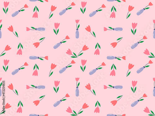 seamless floral pattern on pink background