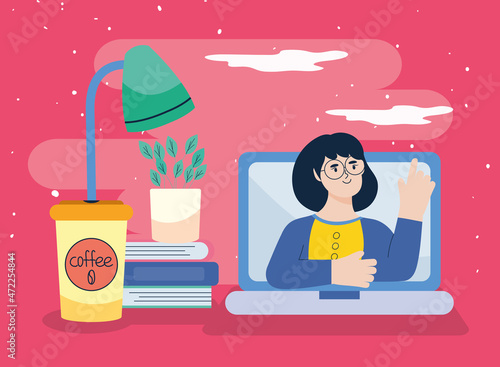 cute online homework illustration