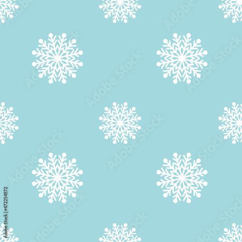 vector blue happy christmas snowflakes allover seamless pattern background