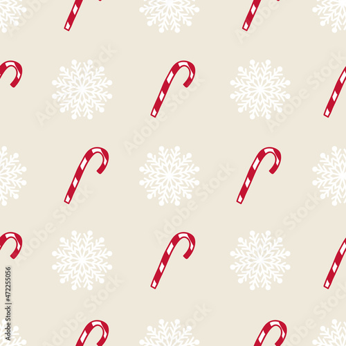 vector ecru candy cane happy christmas allover seamless pattern background