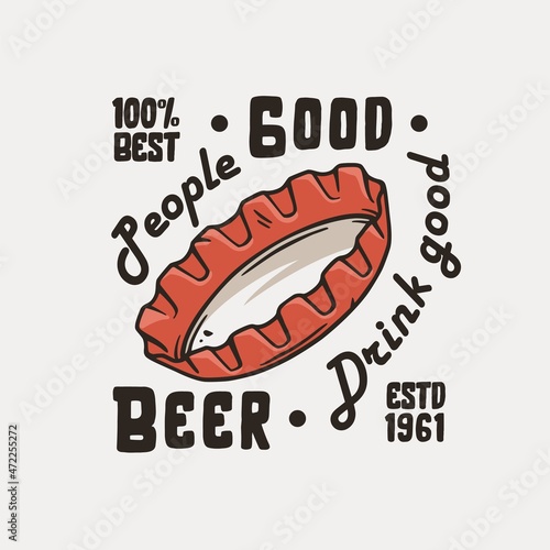 Beer metal cap for print. Original brew design of beer cork for bar