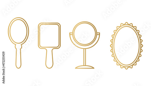 set of golden mirrors icon- vector illustration