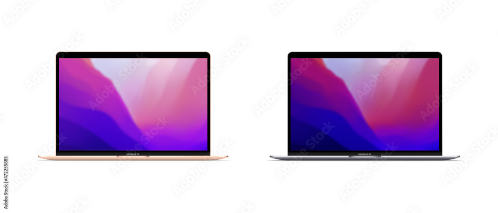 2021 new model slim Apple Macbook Air with M1 Max and M1 Pro processor.  Vector. Zaporizhzhia, Ukraine - November 30, 2021 Stock-Vektorgrafik | Adobe  Stock