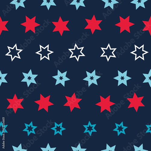 vector basic stars allover blue stripe seamless pattern background