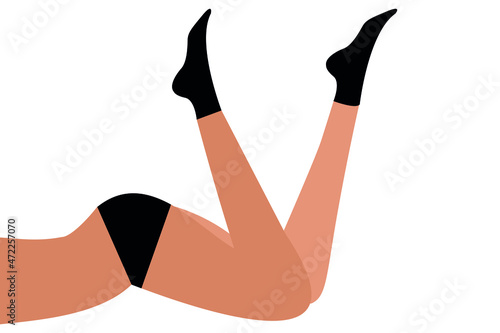 Panties and socks on the legs of a woman. Vector