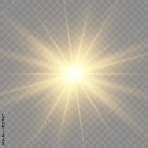 Glowing light effect on transparent background. Vector illustration EPS10.