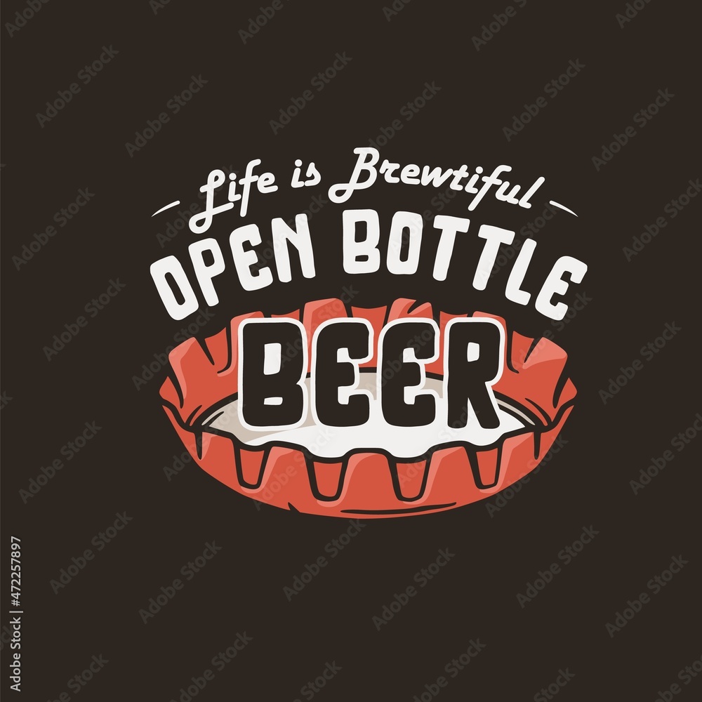 Beer metal cap for print. Original brew design of beer cork for bar