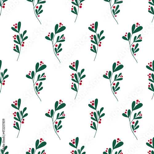 vector cream misteltoe allover seamless pattern background
