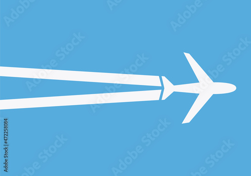 Silueta de avión volando despidiendo humo.