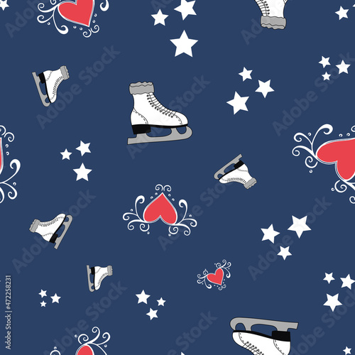 vector winter wonderland magical night blue seamless pattern background