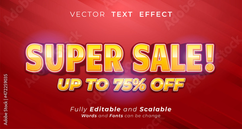 Super sale text effect, Editable 3d style text for business retail promotion