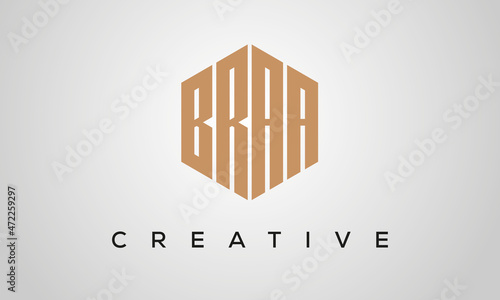 letters BRAA creative polygon hexagon logo victor template photo