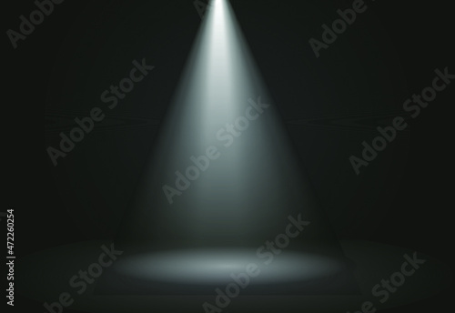 Spotlight on stage from top black background vector 