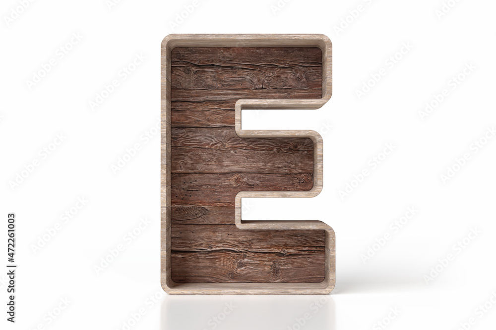 Rustic style wooden font collection letter E. Suitable for composing advertising headlines in a rustic design concept. High detailed 3D rendering. Rustic style wooden font collection letter E. Suitable for composing advertising headlines in a rustic design concept. High detailed 3D rendering.