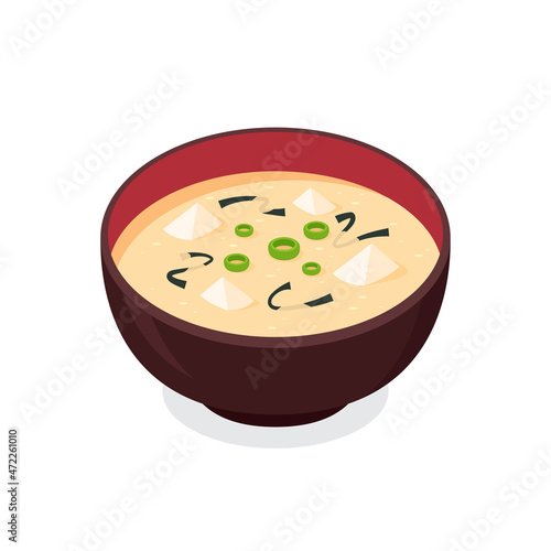 Miso soup in cup. Japan cup vector. Miso soup is Japanese food.