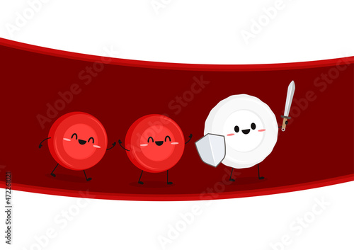 Blood vessel cartoon vector. Blood character design. Red and White Blood cell cartoon vector.