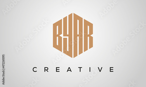 letters BYAR creative polygon hexagon logo victor template	 photo