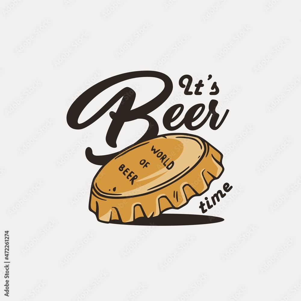 Beer metal cap for print. Original brew design of beer cork for bar Beer metal cap for print. Original brew design of beer cork for bar