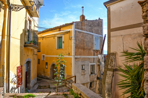 A narrow street in Castelcivita, a small village of the province of Salerno, Italy.	 photo