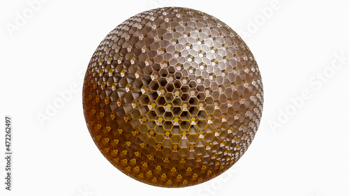 sphere with cutouts and holes on a white background. 3d render illustration