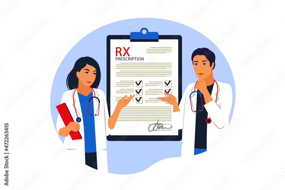 Rx medical prescription. Doctors writes medical prescription. Vector illustration. Flat. Rx medical prescription. Doctors writes medical prescription. Vector illustration. Flat.