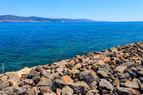 Stony shore of the Black sea in Bulgaria