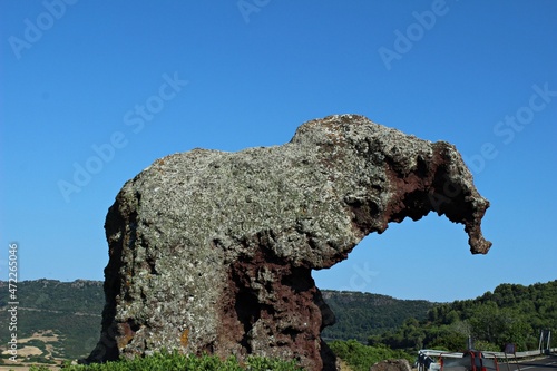 Italy, Sardinia Island, Castelsardo: View of the Elephant Rock.