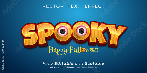 Editable text Spooky, 3d effect text style concept