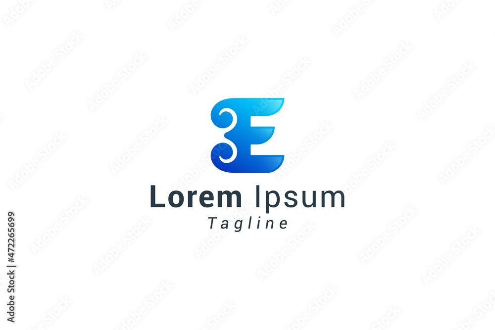 Letter E creative spiral technological modern logo