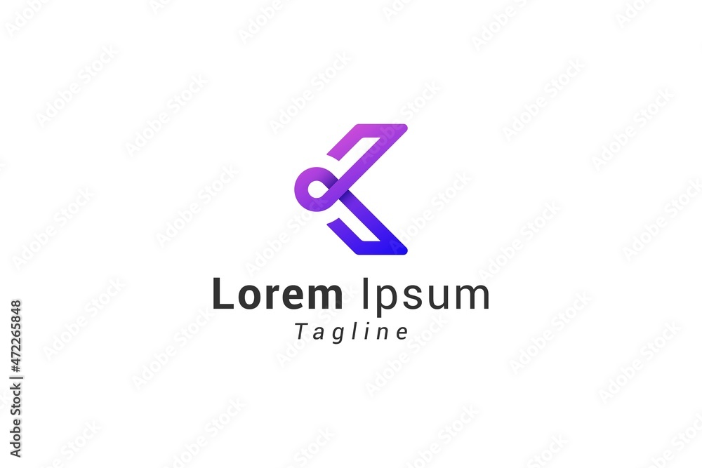Letter k creative purple colour line art logo Letter k creative purple colour line art logo