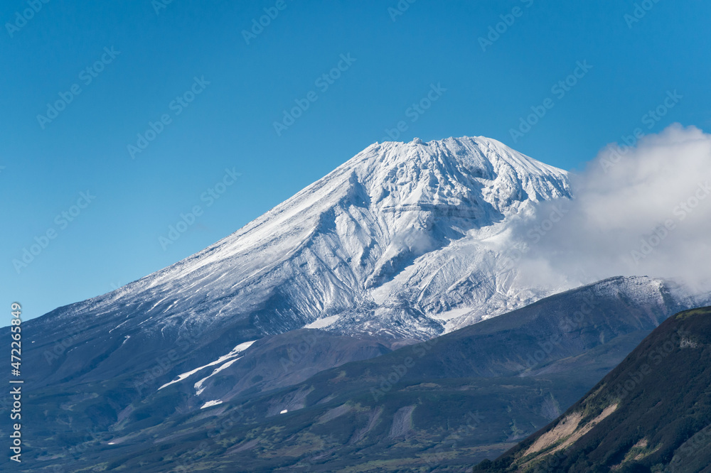 volcano in the Kamchatka territory top view volcano in the Kamchatka territory top view