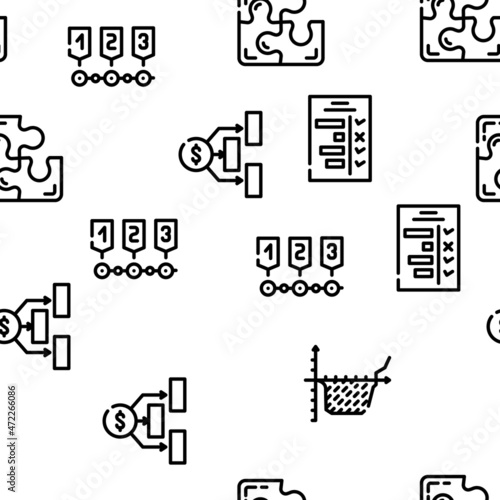 Planning Startup Project Strategy Vector Seamless Pattern Thin Line Illustration