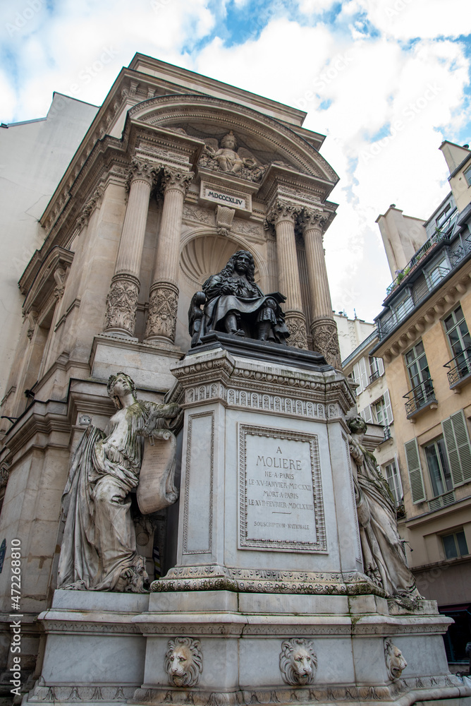 Scenic baroque Fountain St Michel in Paris