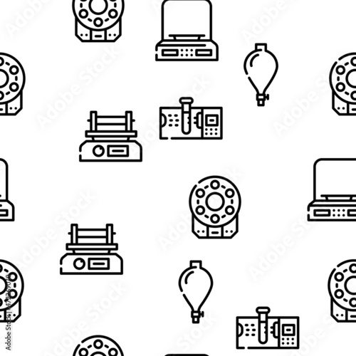 Laboratory Equipment For Analysis Vector Seamless Pattern Thin Line Illustration