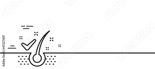 Anti-dandruff flakes line icon. Dandruff shampoo sign. Clean hair symbol. Minimal line illustration background. Anti-dandruff flakes line icon pattern banner. White web template concept. Vector