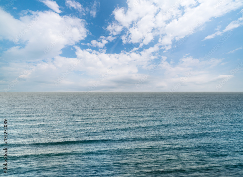 Panorama of sea and sky with clouds