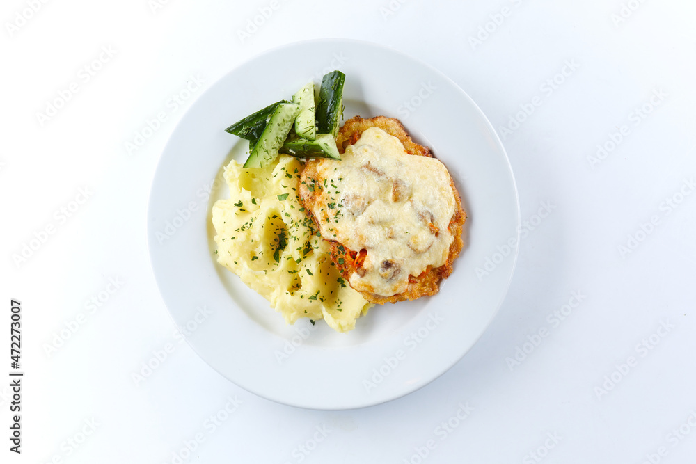 cutlet with mashed potato cutlet with mashed potato