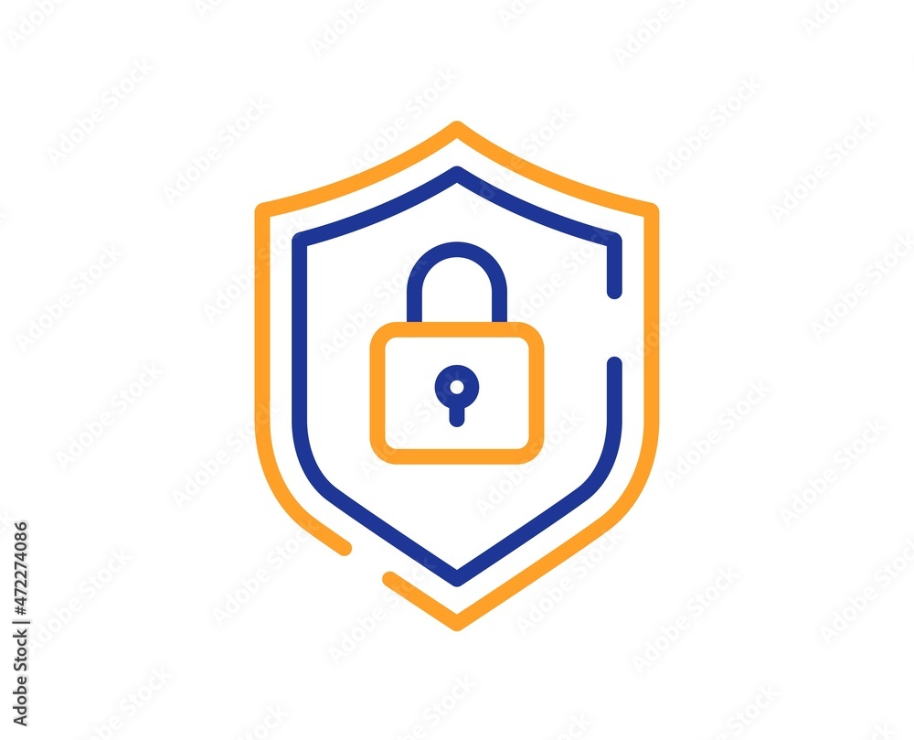 Shield line icon. Privacy secure sign. Safe defense symbol. Colorful thin line outline concept. Linear style shield icon. Editable stroke. Vector Shield line icon. Privacy secure sign. Safe defense symbol. Colorful thin line outline concept. Linear style shield icon. Editable stroke. Vector