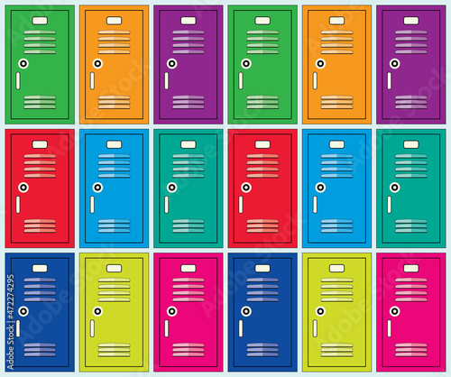 vector flat background of colorful school lockers