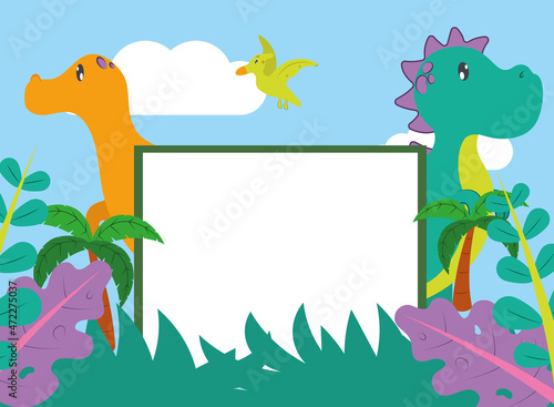 cute dinosaurs frame