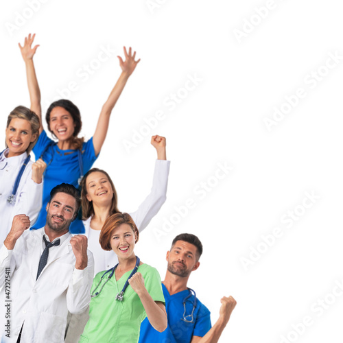 Medical team of happy doctors